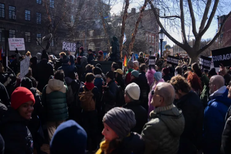 Americans protesting against the anti-transgender policies of President Donald Trump