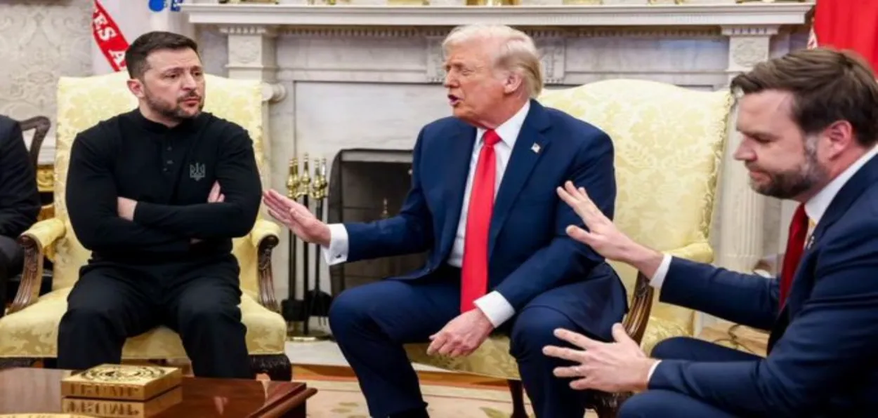 Ukranian President Volodymyr Zelenskyy  with POTUS Donald Trump and VP J D Vance