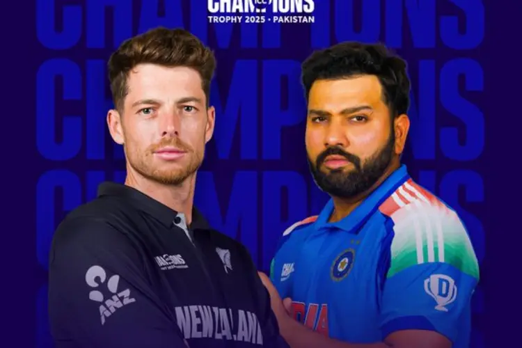 ICC poster of Champions trophy match between India and New Zealand