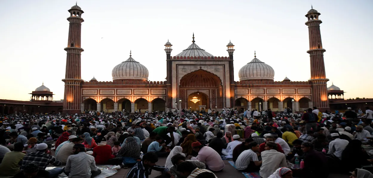 Iftar time: People breaking the first Roza at Jama Masjid, Delhi on Marc 2, 2025