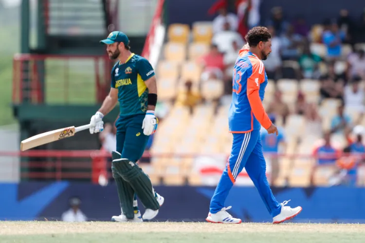 Kuldeep Yadav celebrates after taking the wicket of Australia's Glenn Maxwell during the ICC Men's T20 World Cup cricket match between India and Australia at Daren Sammy Cricket Ground in Saint Lucia (File photo)