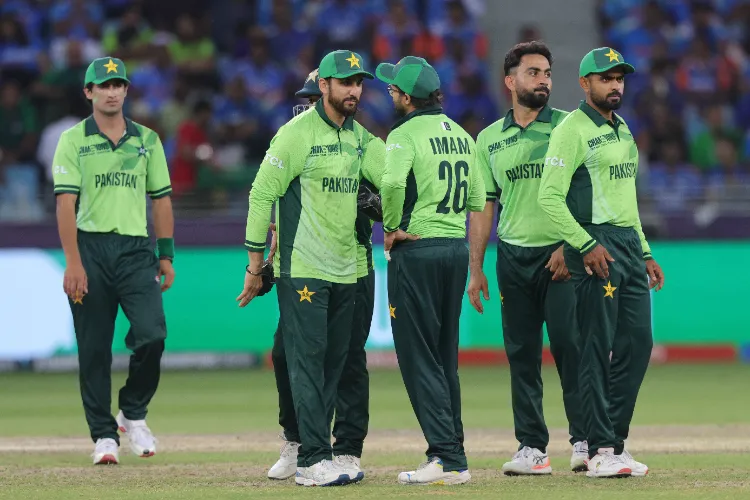 Dubai: Players of Pakistan celebrate the dismissal of India's Shreyas Iyer during the ICC Champions Trophy match between India and Pakistan at Dubai International Stadium in Dubai on February 23, 2025