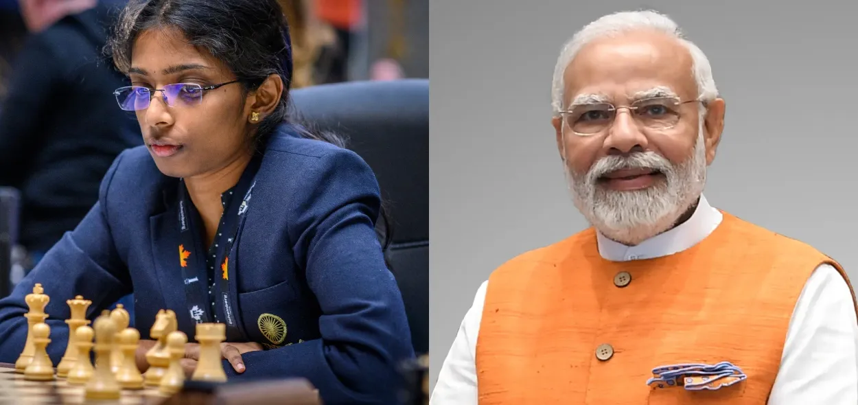 Chess Champion Vaishali Ramesh and PM Modi