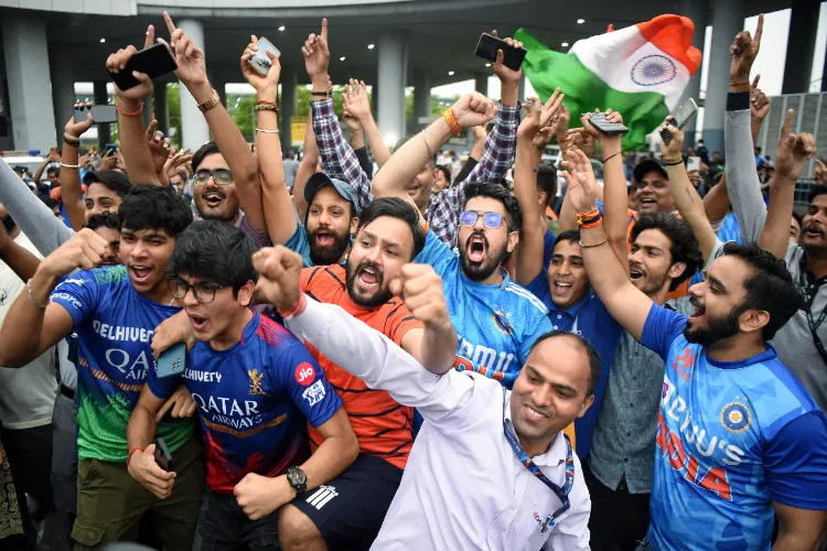 Indian fansduring India versus New Zealand semifinal of Champions trophy