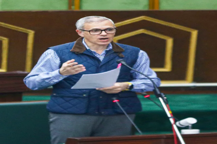 CM Omar Abdullah speaks during the Budget session of the J&K Assembly in Jammu on Saturday 