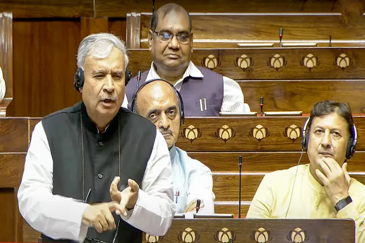 BJP MP Rao Inderjit Singh speaks in Rajya Sabha during the Monsoon Session of Parliament in New Delhi on August 05, 2024