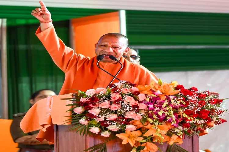 Uttar Pradesh Chief Minister Yogi Adityanath attends the inauguration ceremony of the state’s largest solar giga factory in Gautam Buddh Nagar on March 8, 2025