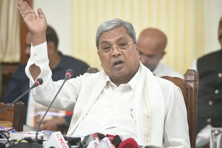 Karnataka Chief Minister Siddaramaiah addresses a press conference at Vidhana Soudha, in Bengaluru on March 7, 2025