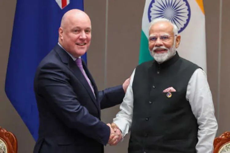 New Zealand Prime Minister Christopher Luxon with PM Modi