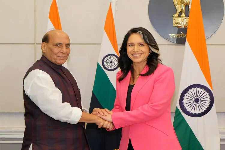 United States Director of National Intelligence, Tulsi Gabbard with Defence Minister Rajnath Singh