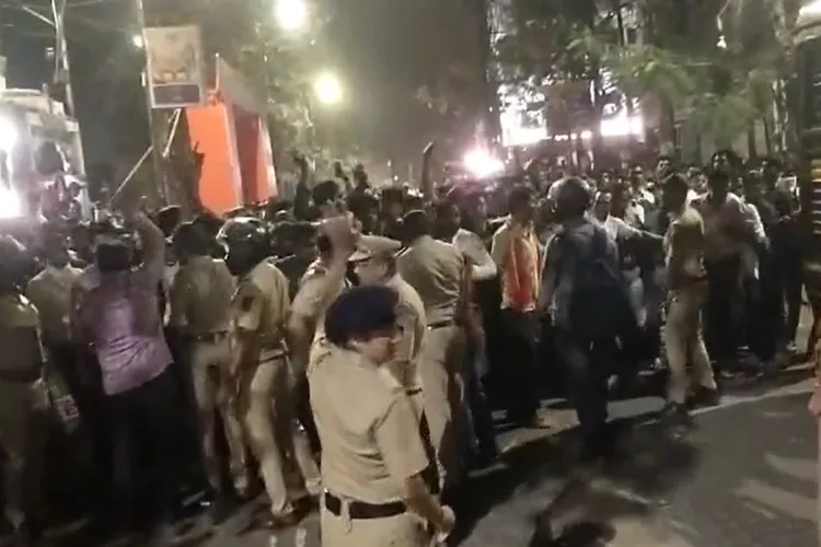 Police deployed at a place of violent clash in Nagpur