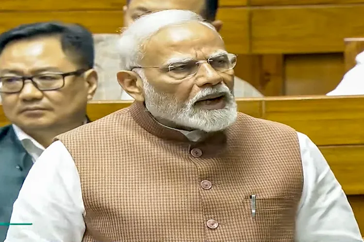 PM Modi in the Lok Sabha during the Budget session of Parliament