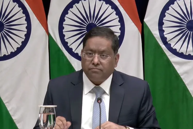 Ministry of External Affairs (MEA) spokesperson Randhir Jaiswal briefs the media in New Delhi on November 29, 2024 (file photo)