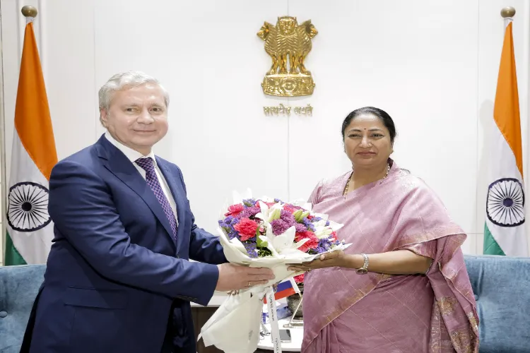 Delhi CM Rekha Gupta meets Sergey Cheremin, Minister of the Moscow Government, in New Delhi on Wednesday. 