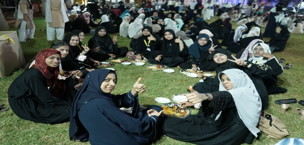 Girl students breaking their fast at Shaheen Institute at Bidar, Karnataka